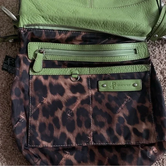 B. Makowsky Green Leather Crossbody Bag - Picture 9 of 16